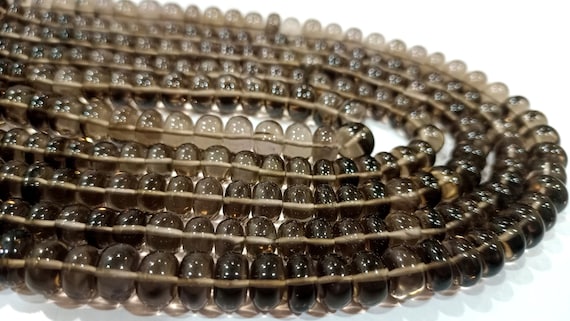 Natural Smoky Quartz Rondelle Plain Smooth 8mm Gemstone Beads Sold Per Strand 8 Inches Long Great Quality Jewelry Making Beads