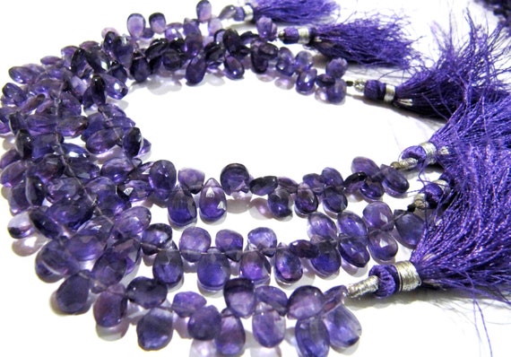 Natural Amethyst Pear Shape 6x9mm Briolette Faceted Beads Strand 8 inches long Wholesale Prices top quality Purple gemstone Beads