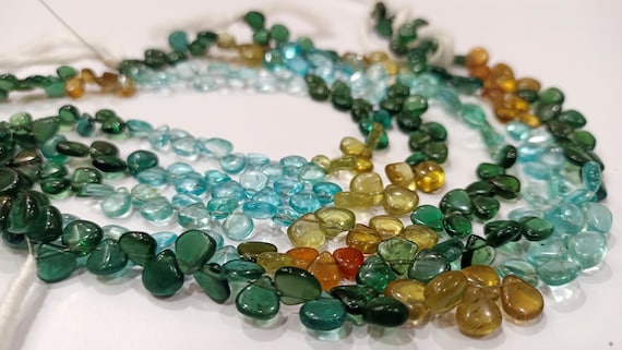 Natural Multi Apatite Heart Shape Plain Smooth Gemstone   Beads Sold Per Strand  8 Inch Long