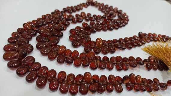 Natural Hessonite Garnet Birth Stone Pear heart Shape 4x6mm to 9x12mm Beads Sold Per strand 10 Inches Long