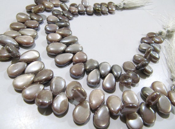 Natural Chocolate Moonstone Pear Shape Plain smooth 9x13mm Beads AB Mystic coated Strand 8 inches long Best Quality Beads Wholesale Price