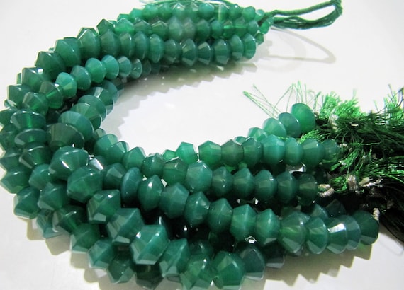 Natural Green Onyx Dholki Shape Rondelle Faceted Beads 8 to 12 mm Strand 9 inches long High Quality Beads Wholesale prices gemstone beads