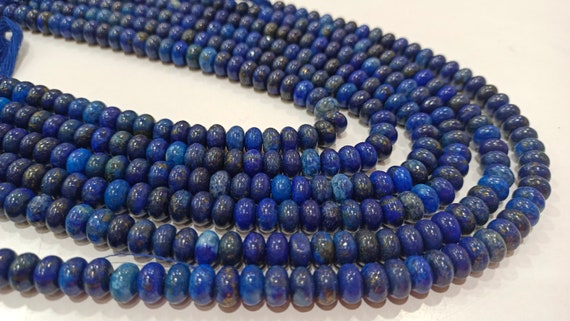 Natural Blue Lapis Lazuli Rondelle plain smooth 8mm Beads Gemstone Beads Sold Per strand 8 inches Long