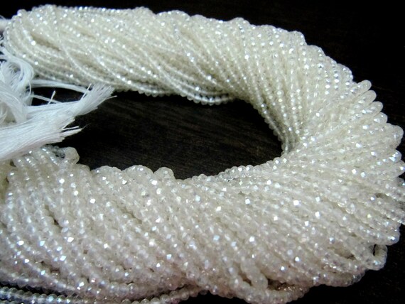White Opal Mystic Coated Hydro Quartz Rondelle Faceted Beads 3mm Strand 13 inch long Wholesale prices Jewelry making gemstone  beads