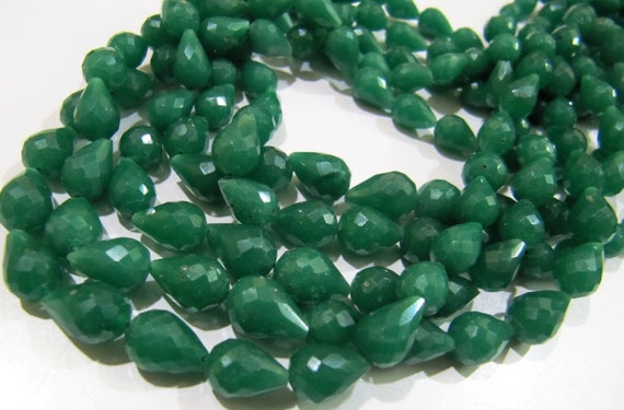 Emerald Tear Drop Beads Faceted Fancy Emerald Straight Drilled Tear Drops Beads Strand 15 inch Long 5X7mm to 8X12mm , Long Drops