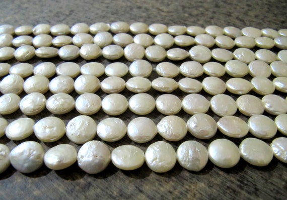 Natural Pearl Coin Shape 11-12mm Size Beads Strand 16 inches Long Jewelry Making Untreated Pearl Beads sold per strand 15 inch