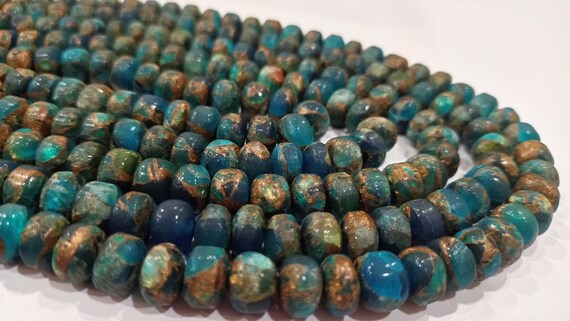 Natural Blue Copper Turquoise Rondelle 8mm Beads Sold Per Strand 8 Inches Long  Great Quality Gemstone Beads