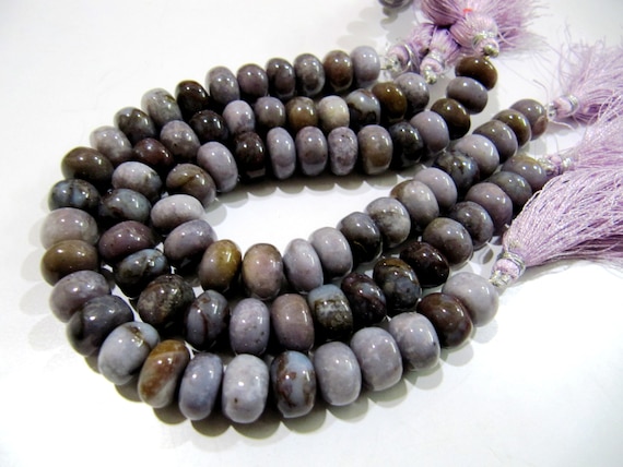 Natural Blood Agate Rondelle Smooth Beads / Purple Grey Agate Plain Beads / Natural Jade Beads Size 11-12mm Sold per Strand 8 inch long