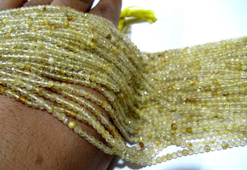 ON SALE Natural Golden Rutilated 2.5mm Rondelle Faceted Beads 13 Inches Long Semi Precious Golden Color Beads Top Quality Sold Per Strand