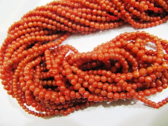 Natural Italian Coral Round Beads 3mm size Precious gemstone Strand 10 inches Long Genuine Coral Strings Wholesale Price