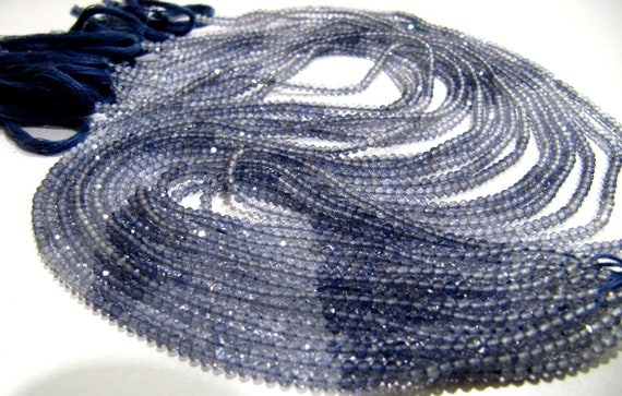 Natural Iolite 2mm Rondelle Micro faceted Gemstone Beads Strand 13 Inches Long Best Quality Blue Shaded Beads