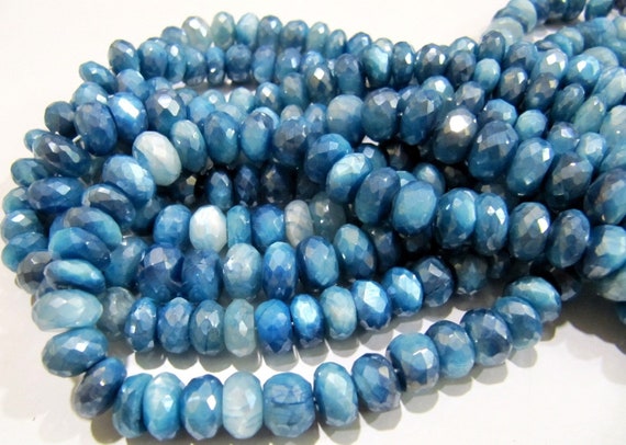 Natural Blue Topaz Color Moonstone Beads Rondelle Faceted AB Coated Moonstone Beads 8mm Strand 7 inches Far Size Beads Wholesale rate