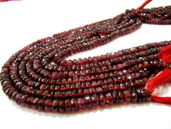 Natural Mozambique Garnet Rondelle Faceted 5 to 7mm Beads Micro faceted Top Quality Beads Strands 10 inches Long Wholesale Prices