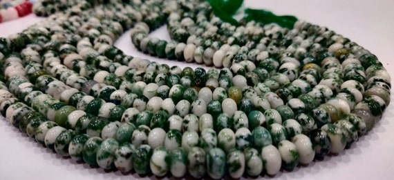 Natural Tree Agate  Rondelle Plain Smooth 8mm Gemstone Beads Sold Per Strand 8 Inches Long Jewelry Making Beads