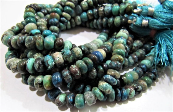AAA Quality Natural Chrysocolla Rondelle Plain Beads 9-10 mm / Multi Color Smooth Gemstone Beads / Sold per String 8 inches / Rare Gemstone
