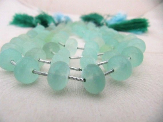 Natural Aqua Chalcedony Rondelle Faceted 10 to 12mm Size Beads Strand 9 inches long Aqua Color Gemstones Beads Wholesale Prices