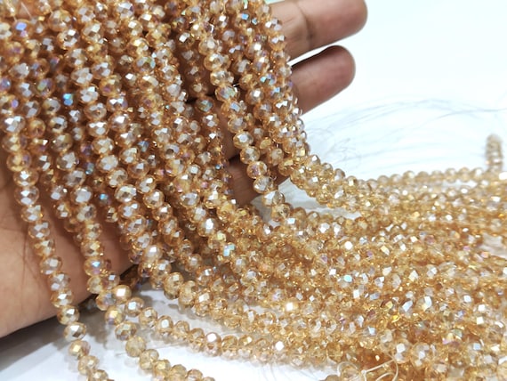 Peach Moonstone Hydro Quartz AB Mystic Coated Rondelle Faceted 6mm Beads Strand 15 inches.