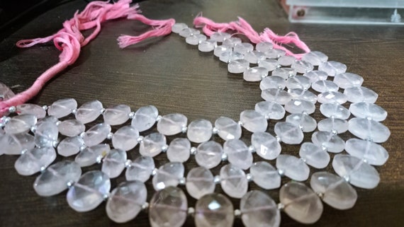 Natural Rose Quartz Oval Shape Briolette 10x15mm Beads sold Per Strand 10 Inches Long