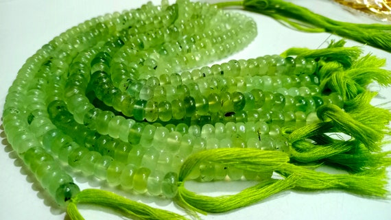 Natural Prehnite Gemstone Rondelle Plain Smooth 8mm Beads Sold per Strand 8 Inches long Great Quality  Gemstone beads