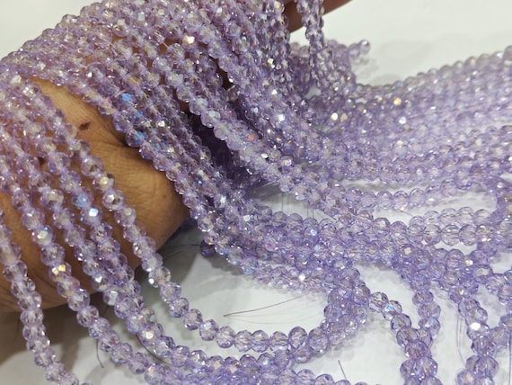 Lavender Hydro Quartz AB Mystic Coated Rondelle Faceted 6mm Beads Strand 15 inches.