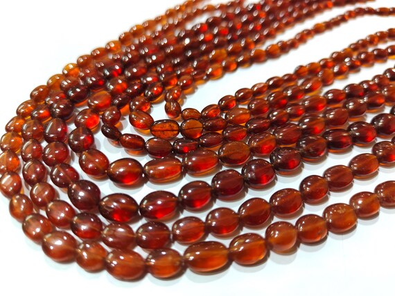 Natural Hessonite Garnet Beads Oval Plain Genuine Stone 6to8mm Strand 8" long Semi Precious Beads