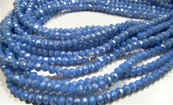 Mystic Coated Blue Chalcedony Hydro Quartz 3-4mm Size Rondelle Faceted Beads Strand 14 inches Long Beautiful Jewelry Beads