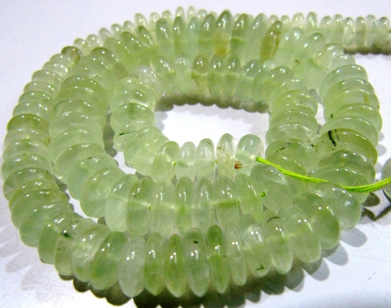 Natural Prehnite German Cut Smooth Rondelle Beads 6-10mm size Graduated Beads 8 inch long Strand Jewelry Making Supply Wholesale Prices