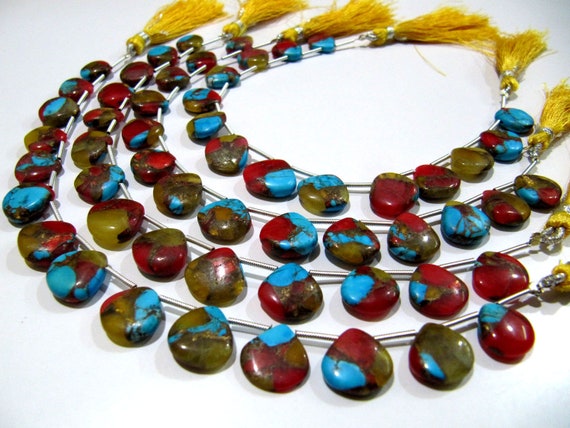 Natural Oyster Turquoise Heart Shape Smooth Plain Size 12mm Multi Color Gemstone Beads Strand 8 inch Long Sold Per Strand Wholesale Price