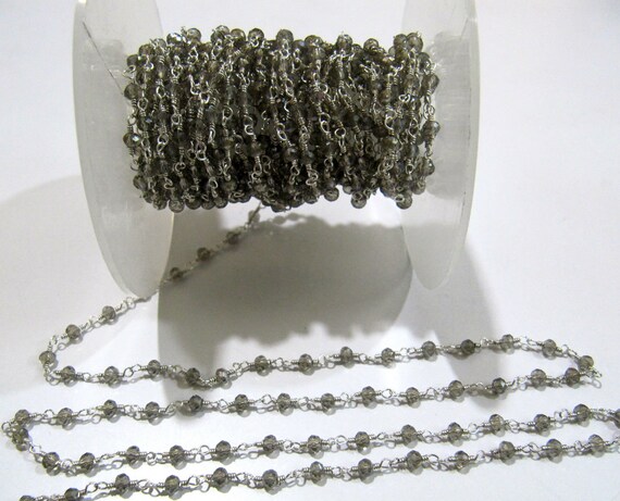 3 Ft-Mystic Labradorite Wire Wrapped Beaded Chain 3-4 mm Size Rondelle Faceted Hydro Quartz Beaded Rosary Chain Wholesale Price