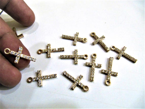 Tiny Holy Cross CZ Pendant Charm approximately 1 inch long Sold per piece Wholesale rates