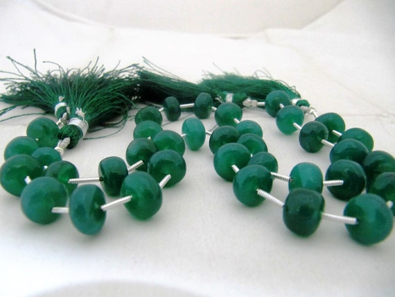 Natural Green Onyx Beads Rondelle Plain Smooth 10 to 12mm Size Beads Strand 9 inches long Green Color Gemstones Beads Wholesale Prices