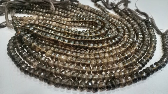 Natural Smoky Quartz Rondelle Faceted 8-9mm Beads Sold Per Strand 8 Inches Long Great Quality Beads