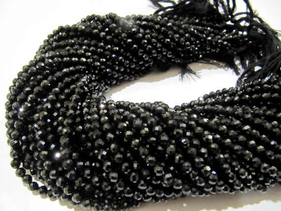 Natural Black Spinel  Rondelle Faceted Beads 4mm  Strand 13 inches Long Wholesale Prices Jewelry Making Gemstone Beads