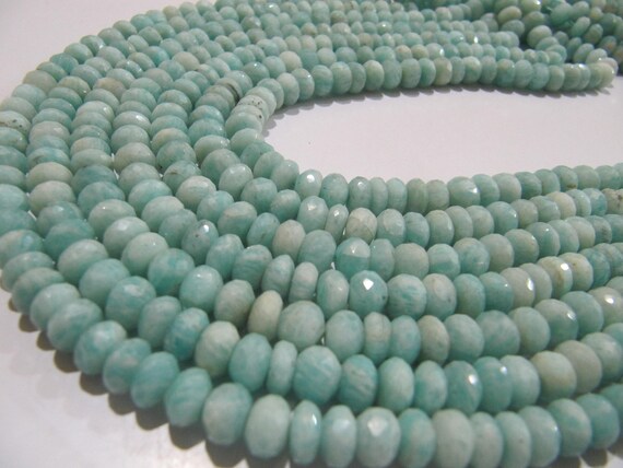 Natural Amazonite Rondelle Faceted 7-8mm Gemstone Beads Strand 13 inch long High Quality Wholesale Prices Jewelry making gemstone beads