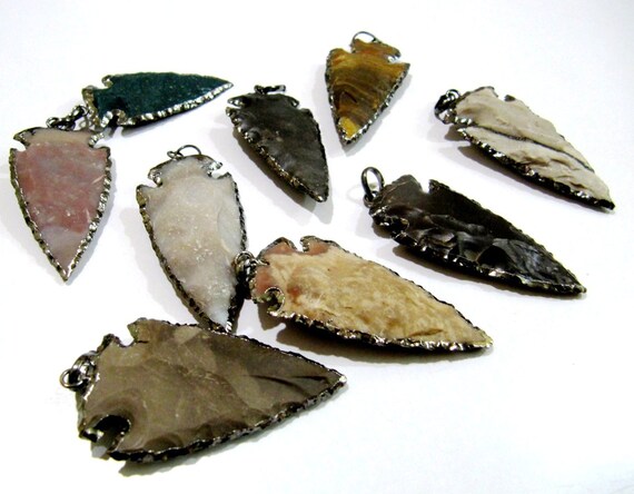 2 pieces Natural Jasper  Black Oxidized Electroplated Edge Single Loop Arrowhead Connector Charms Pendant Size 2 to 2.5 Inches Long