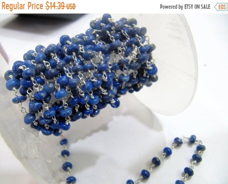 Jewelry Making Aati Chain Wholesa ON SALE 3 Ft-AAA Quality Lapis Lazuli Rosary Chain Smooth Rondelle Beads 4 to 5mm Beaded Chain Wire Wrap