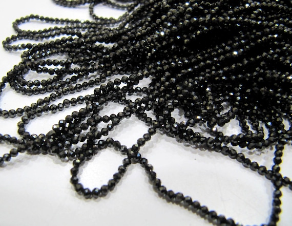 Natural Black Spinel  Round Faceted Beads 2mm Strand 13 inches Long Wholesale Prices Best Quality Jewelry Making Gemstone Beads