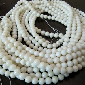 Natural White Coral Round Ball Shape Plain Smooth 6mm Beads Strand 16 Inches Long Jewelry Making Beads Sold Per Strand Wholesale Prices