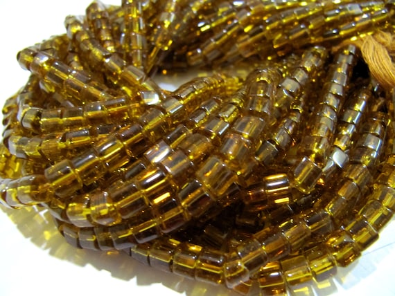 Best Quality Citrine Color Hydro Quartz  Cube shape Beads 5mm Smooth Box Shape Beads sold per strand 10 inches long  Wholesale Prices