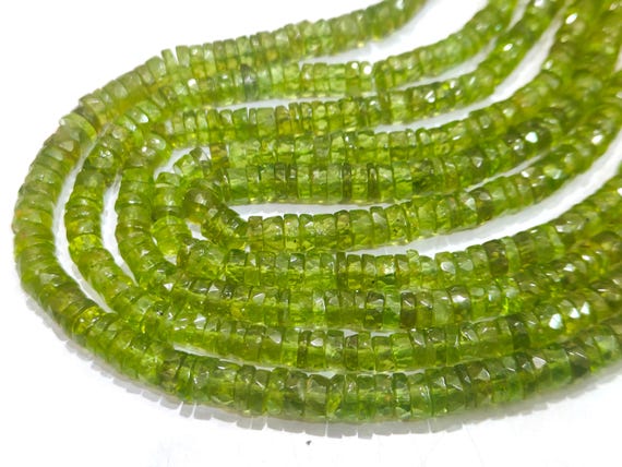Natural Peridot Rondelle Faceted 5-6mmTyre Shape Beads Strand 8 inches long Beads
