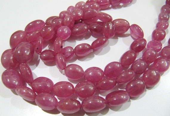 Natural Ruby Smooth Plain  Oval Beads Size 6x7mm to 10x13mm Strand 8 inch long Ruby Plain Oval Gemstone Precious Beads Wholesale Prices