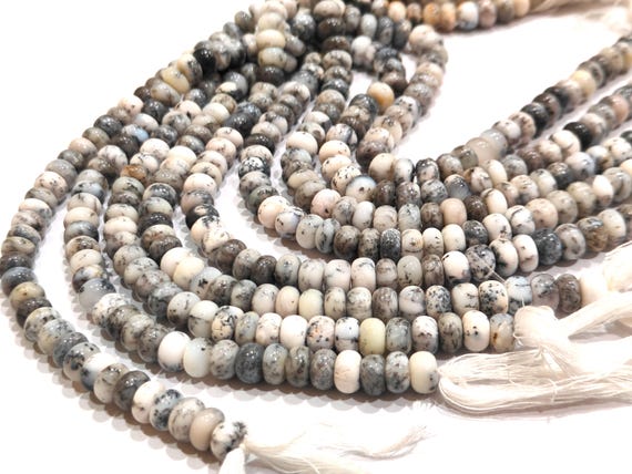 Natural Dendrite Opal Rondelle Plain Smooth 6mm to 8mm Beads Sold Per Strand 8 inches long