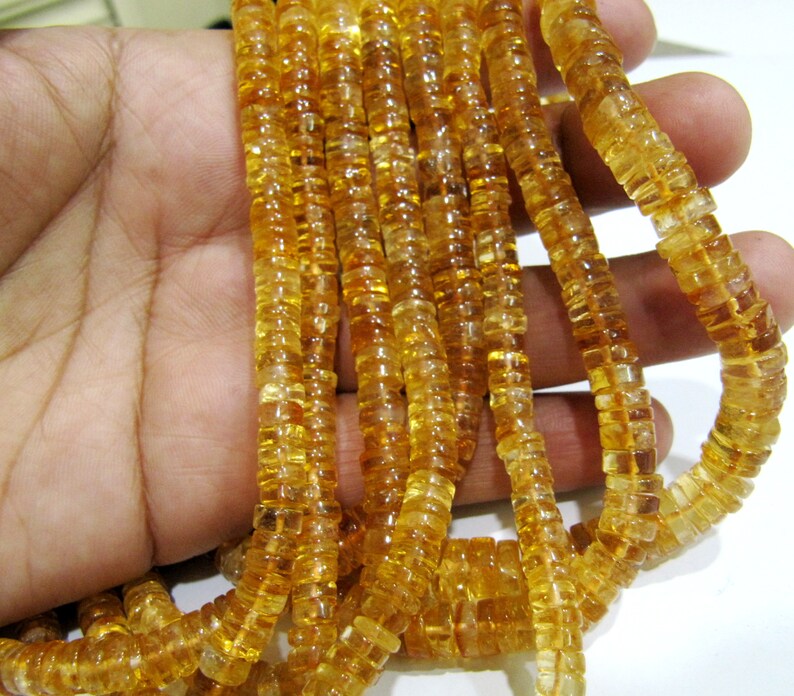 ON SALE Natural Citrine Tyre Shape Rondelle Plain Smooth Size 4 to 8mm Jewelry Making Beads Strand 8 inches Long Sold Per Strand