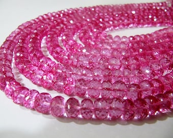 Natural Topaz Pink Color 8mm Rondelle Faceted Gemstone Beads Sold Per Strand 8 Inches Long Jewellery Making Beads