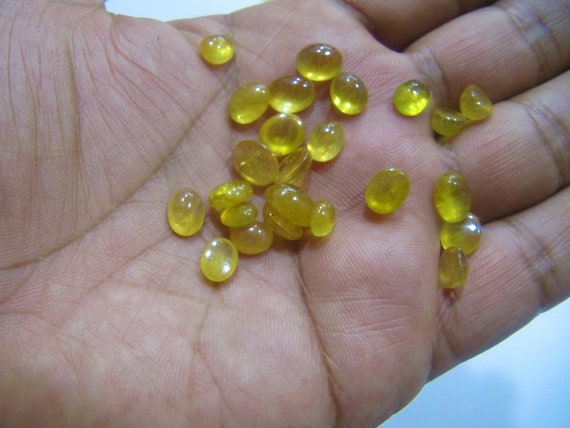 Certified  Natural Yellow Sapphire Oval Cabochon Gemstones for Ring or other jewellery Choose the size