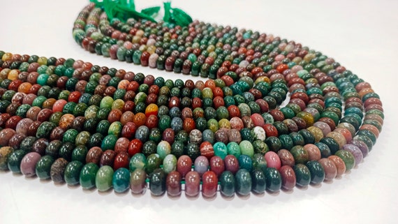 Natural Multi Color Stone Rondelle Plain Smooth 8mm Gemstone Beads Sold Per Strand 8 Inches Long