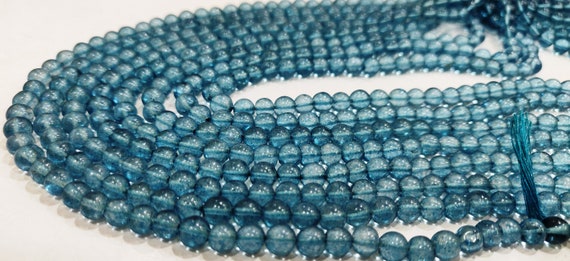Natural Topaz London Blue Color Round Ball Shape Plain Smooth 6mm Beads Sold Per Strand 13 Inches Long Best Quality Beads