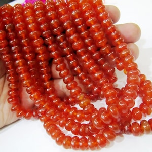 Natural Carnelian Rondelle Plain Smooth 8mm Gemstone Beads Sold Per Strand 8 inches Long Great Quality Beads