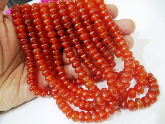 Natural Carnelian Rondelle Plain Smooth 8mm Gemstone Beads Sold Per Strand 8 inches Long Great Quality Beads