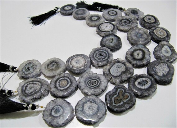 Fabulous Gray Solar Quartz Beads Size 25mm Gray Fancy Shape Strand Length 10 Inches Long For Jewelry Making Beads